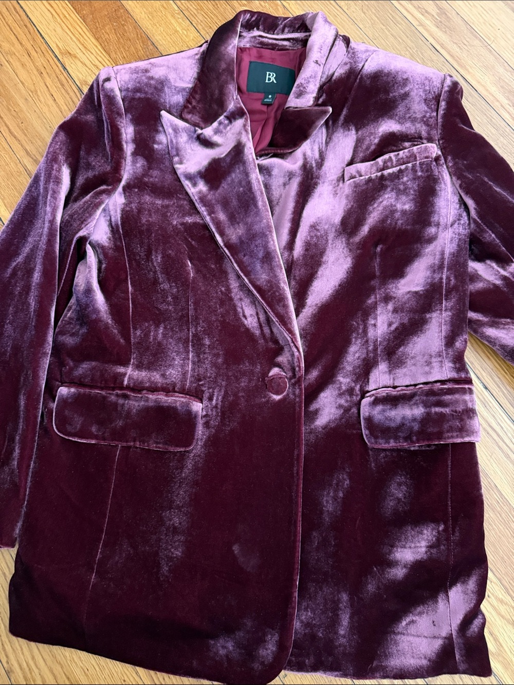 Banana Republic Red Madder Alyse Relaxed Velvet Blazer burgundy fall size 8 - Picture 2 of 7